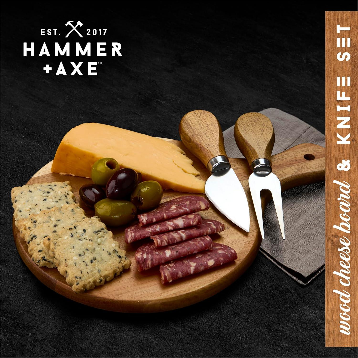 image:imageHammer Axe Acacia Wood Cheese Board amp Knife Set Perfect for Charcuterie Boards Wine Pairings amp Dinner Parties Charcuterie Board Serving Tray Kitchen Essential Housewarming Wedding Home Gift