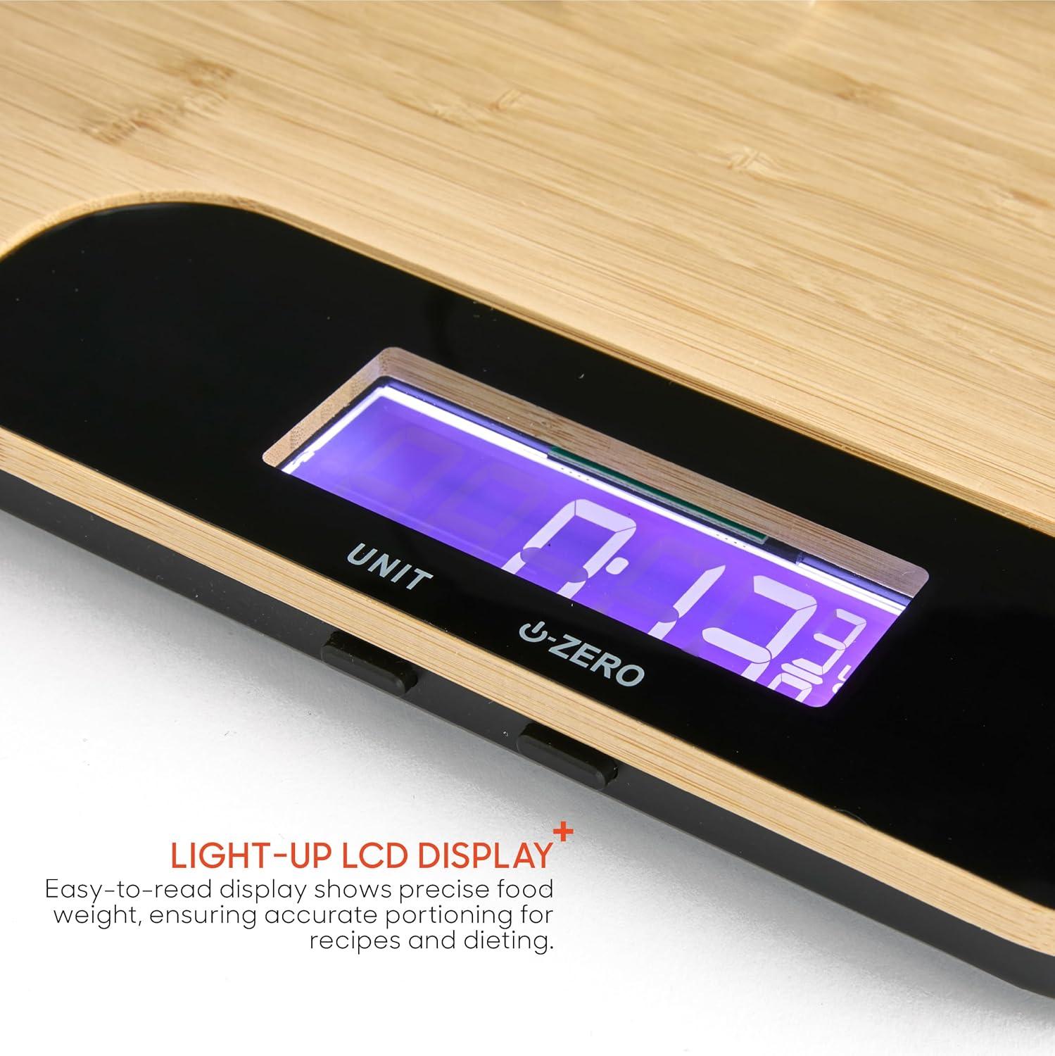 image:imageSharper Image Bamboo Cutting Board amp Digital Food Scale 33 lb Capacity Measures Grams amp Ounces MultiFunctional for Food Prep Baking Dieting Portion Control Kitchen Gadgets Gift