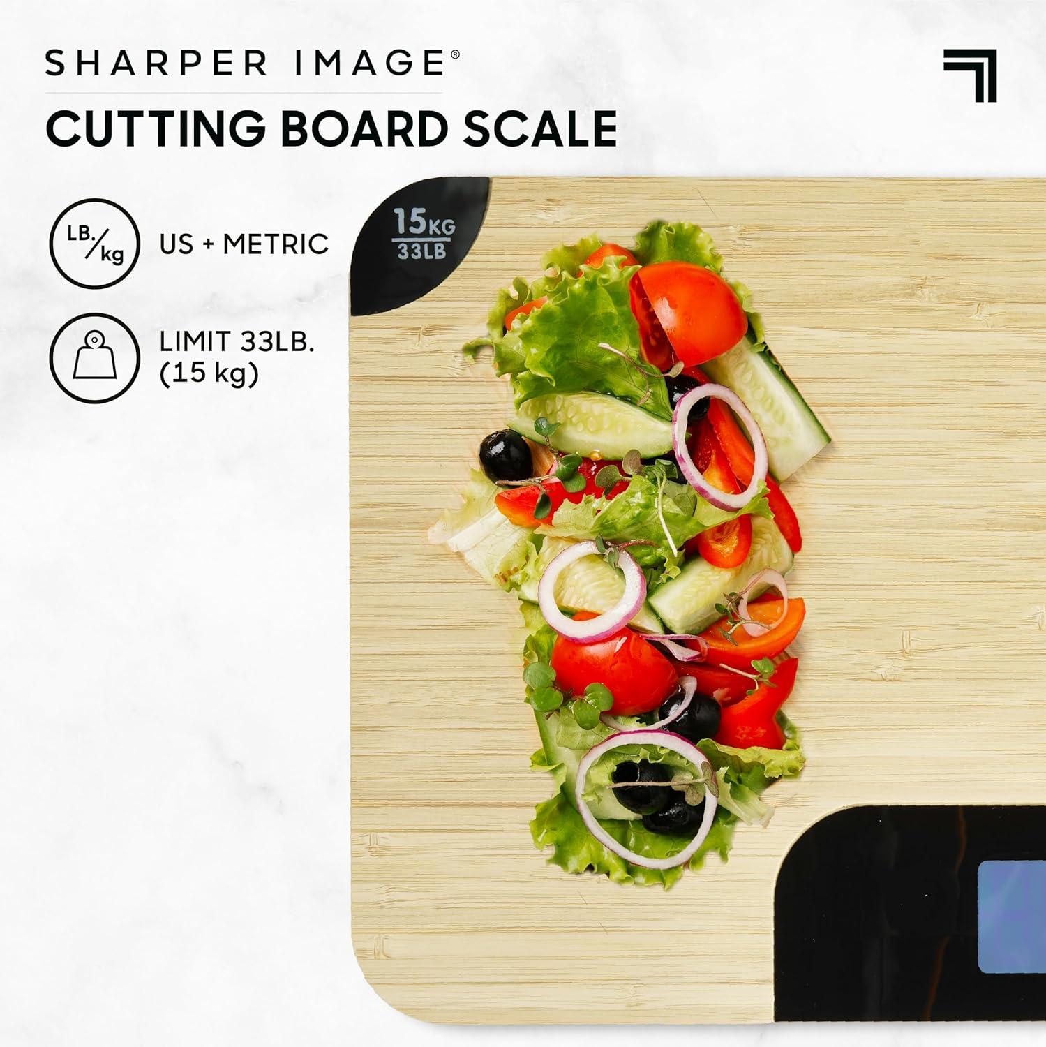 image:imageSharper Image Bamboo Cutting Board amp Digital Food Scale 33 lb Capacity Measures Grams amp Ounces MultiFunctional for Food Prep Baking Dieting Portion Control Kitchen Gadgets Gift