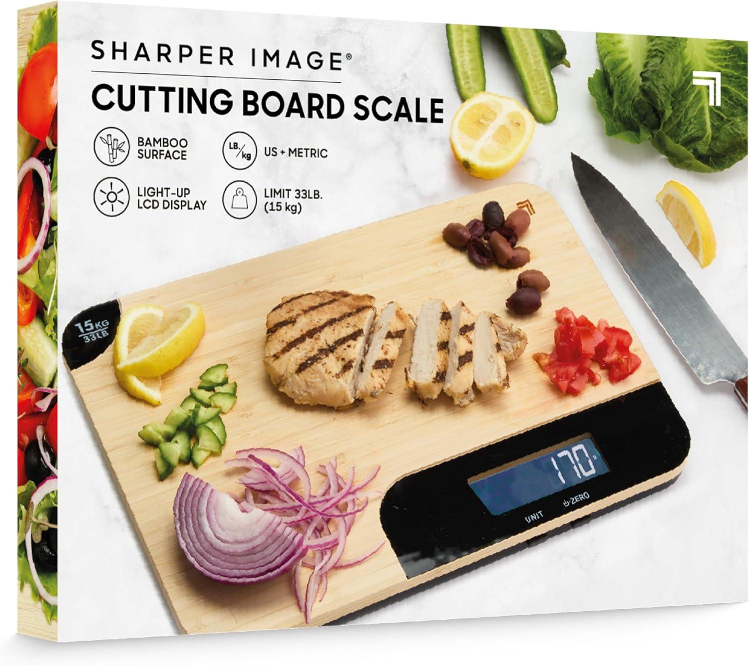image:imageSharper Image Bamboo Cutting Board amp Digital Food Scale 33 lb Capacity Measures Grams amp Ounces MultiFunctional for Food Prep Baking Dieting Portion Control Kitchen Gadgets Gift