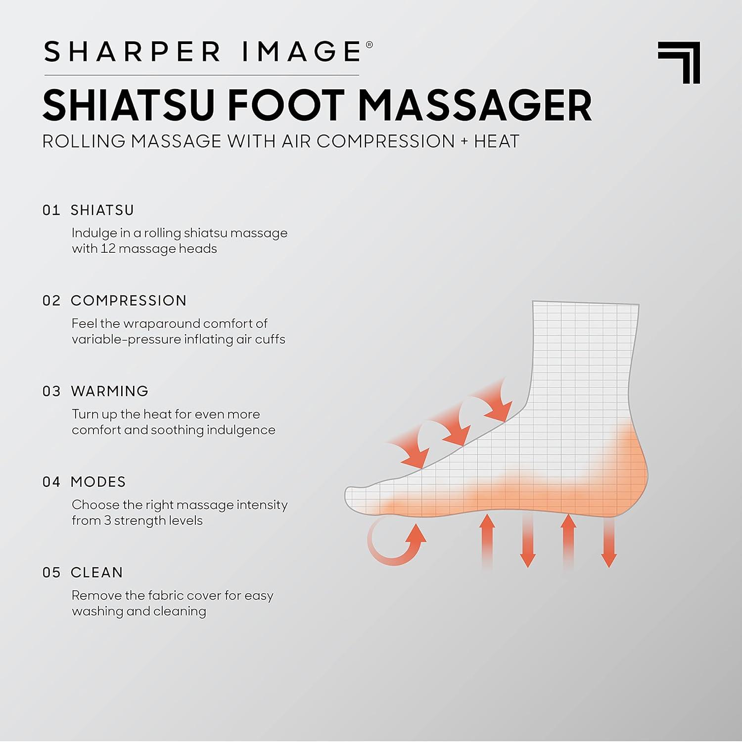 image:imageSharper Image Electric Shiatsu Foot Massager with Heat amp Air Compression Deep Kneading Rollers amp Washable Cover Targets Heels Balls amp Arches up to Mens Size 12 Gift for Women amp Men