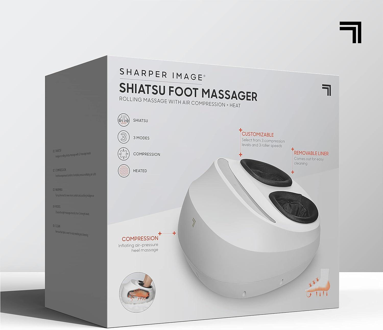 image:imageSharper Image Electric Shiatsu Foot Massager with Heat amp Air Compression Deep Kneading Rollers amp Washable Cover Targets Heels Balls amp Arches up to Mens Size 12 Gift for Women amp Men