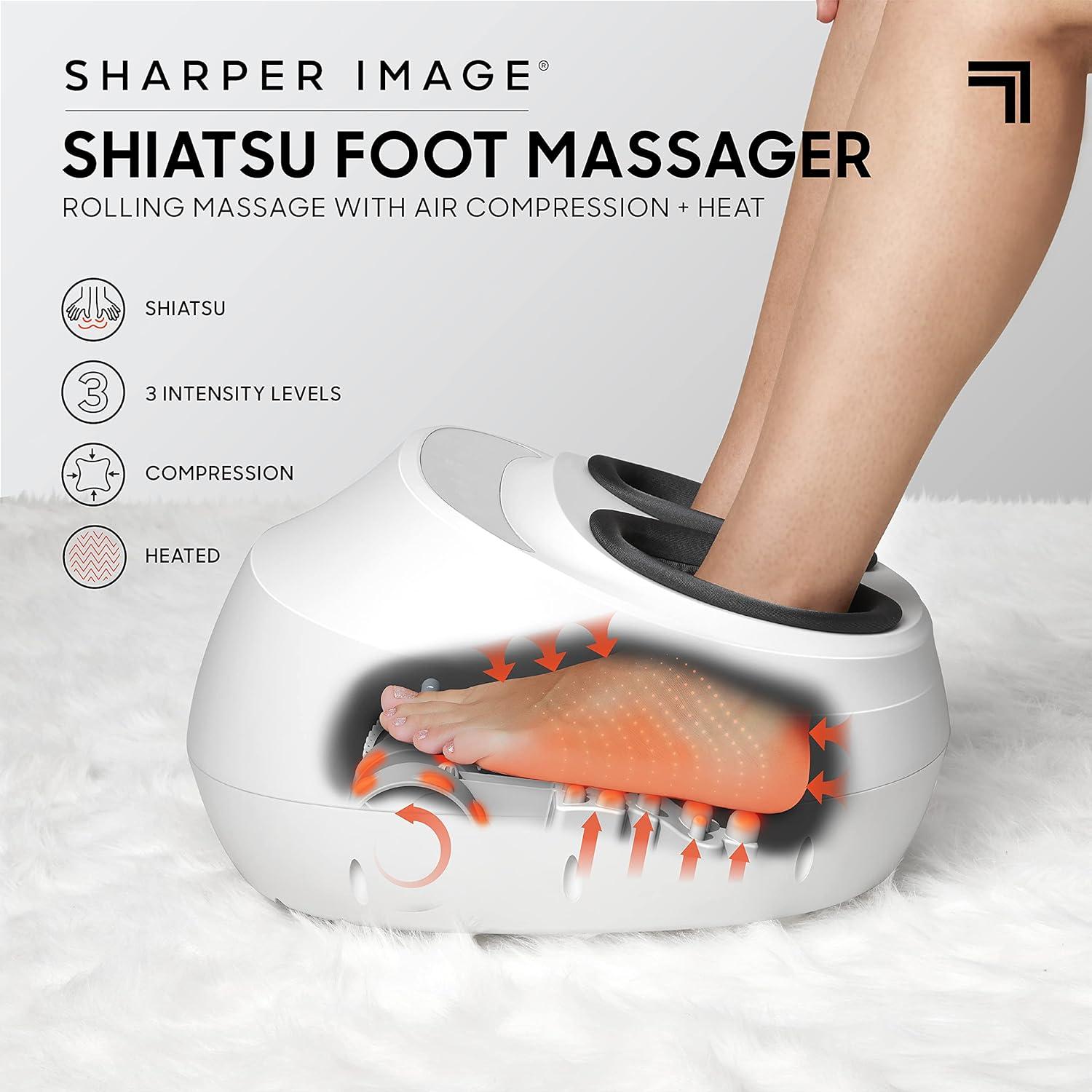 image:imageSharper Image Electric Shiatsu Foot Massager with Heat amp Air Compression Deep Kneading Rollers amp Washable Cover Targets Heels Balls amp Arches up to Mens Size 12 Gift for Women amp Men