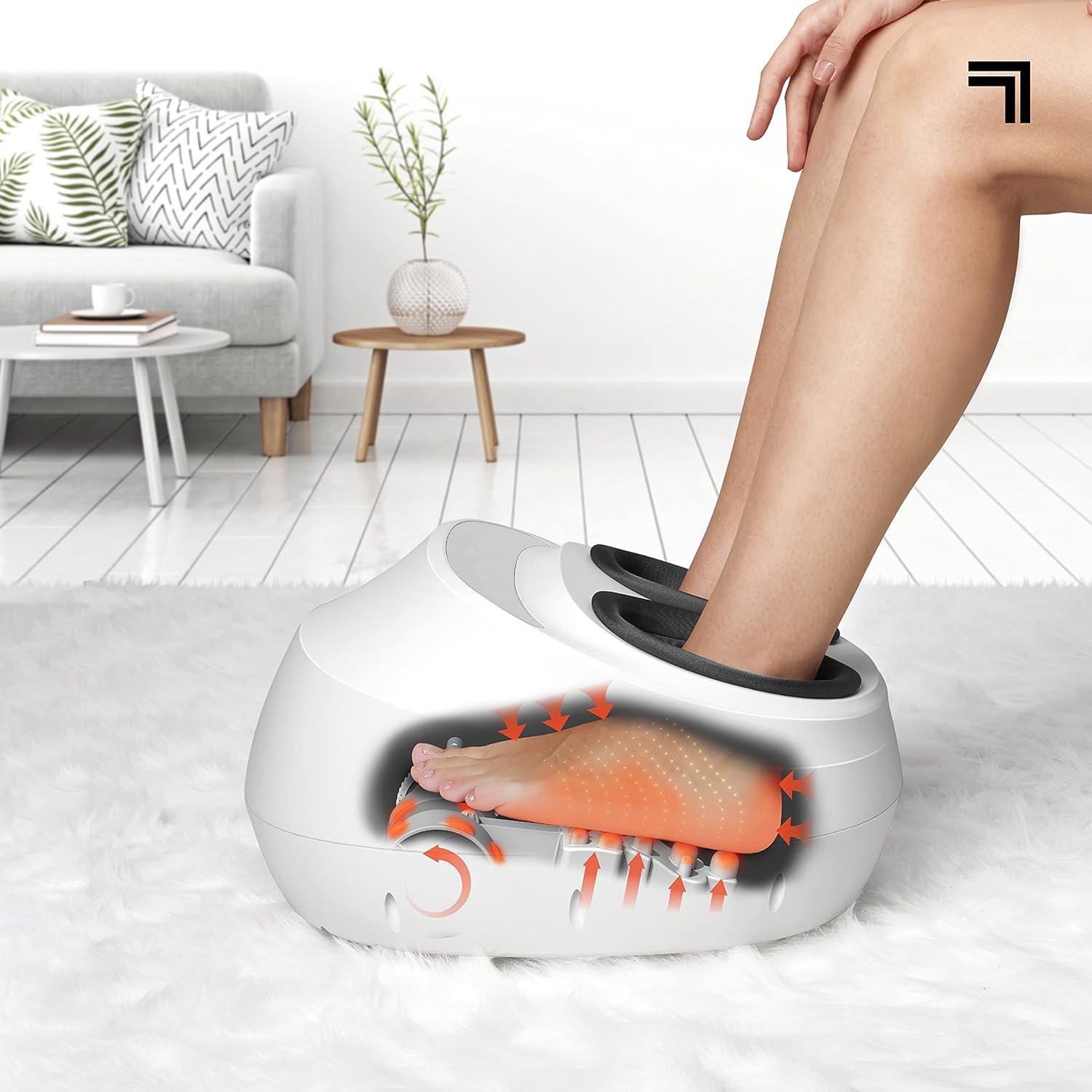 image:imageSharper Image Electric Shiatsu Foot Massager with Heat amp Air Compression Deep Kneading Rollers amp Washable Cover Targets Heels Balls amp Arches up to Mens Size 12 Gift for Women amp Men