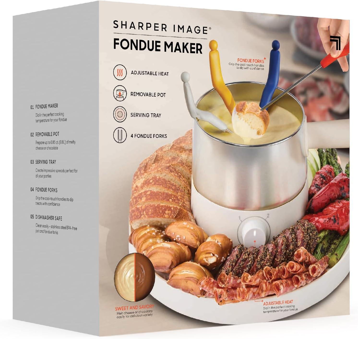 image:imageSharper Image Fondue Set Electric Fondue Pot Adjustable Heat BPAFree Stainless Steel Cheese amp Chocolate Fountain Housewarming amp Wedding Gift Home Essentials Kitchen Gadgets Mini Appliances