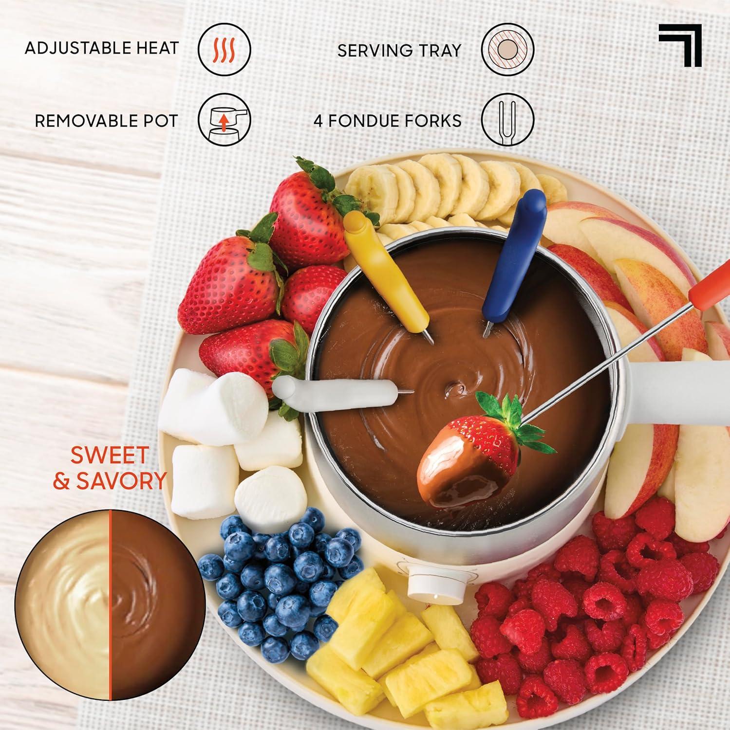 image:imageSharper Image Fondue Set Electric Fondue Pot Adjustable Heat BPAFree Stainless Steel Cheese amp Chocolate Fountain Housewarming amp Wedding Gift Home Essentials Kitchen Gadgets Mini Appliances