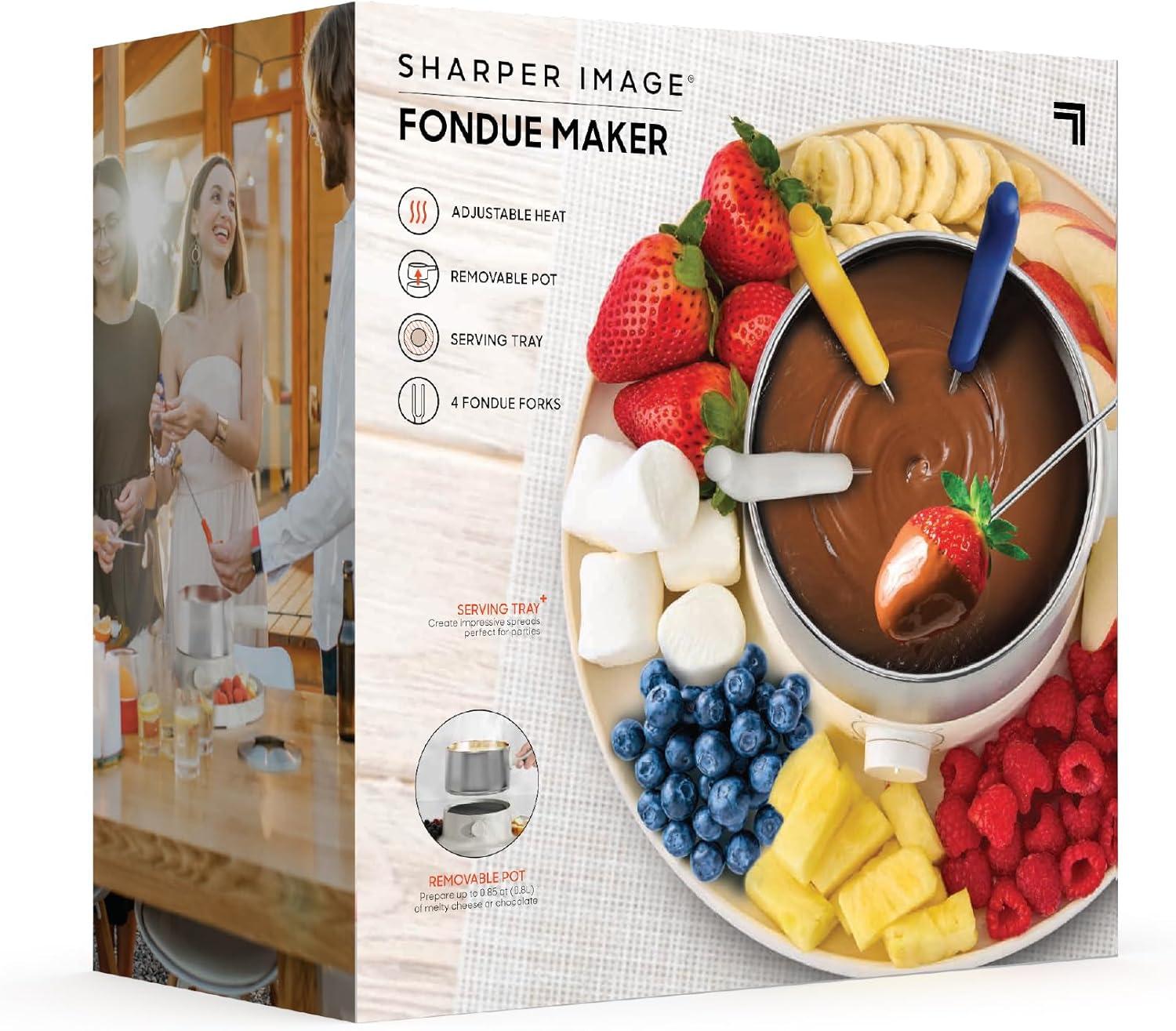 image:imageSharper Image Fondue Set Electric Fondue Pot Adjustable Heat BPAFree Stainless Steel Cheese amp Chocolate Fountain Housewarming amp Wedding Gift Home Essentials Kitchen Gadgets Mini Appliances