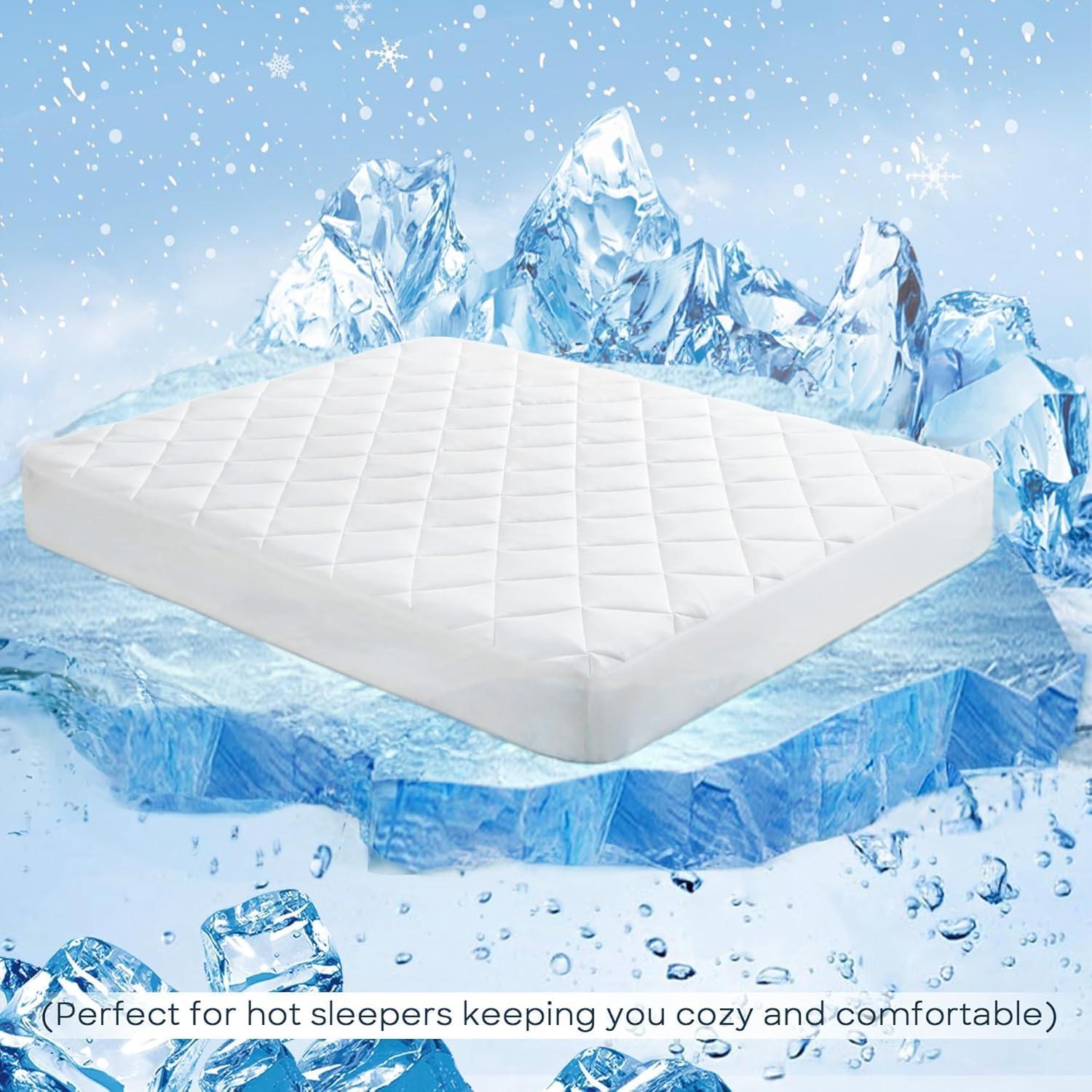 image:imageSharper Image Full Mattress Pad Overfilled Jersey Knit UltraSoft amp Cooling Touch Mattress Pad for Bed Cozy TShirt Handfeel Mattress Topper Fitted Pocket Fits Up to 18 Full WhiteTwin