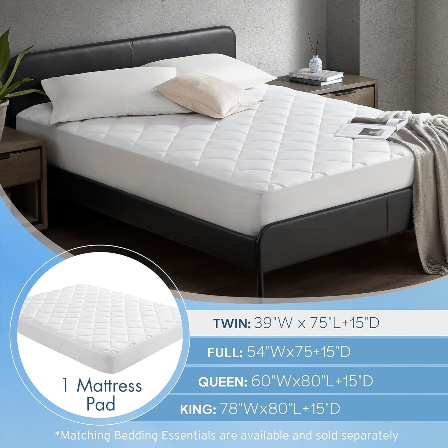 image:imageSharper Image Full Mattress Pad Overfilled Jersey Knit UltraSoft amp Cooling Touch Mattress Pad for Bed Cozy TShirt Handfeel Mattress Topper Fitted Pocket Fits Up to 18 Full WhiteFull