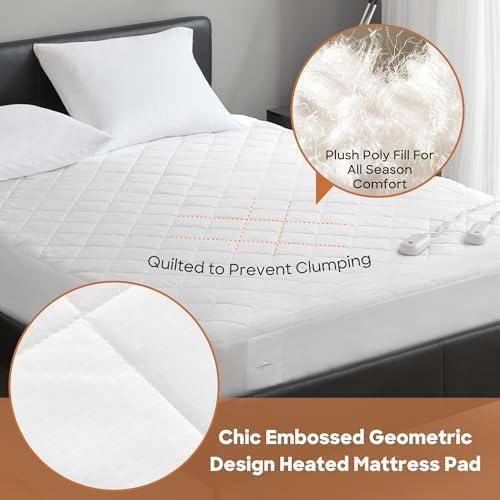 image:imageSharper Image Heated Mattress Pad Cal King Size Electric Mattress Pad 10 Lv Heating 5 hr Auto Shut Off Heated Topper Bed Warmer Deep Pocket Fits 18 Mattress ETLCert Machine Washable Cal KingCalifornia King