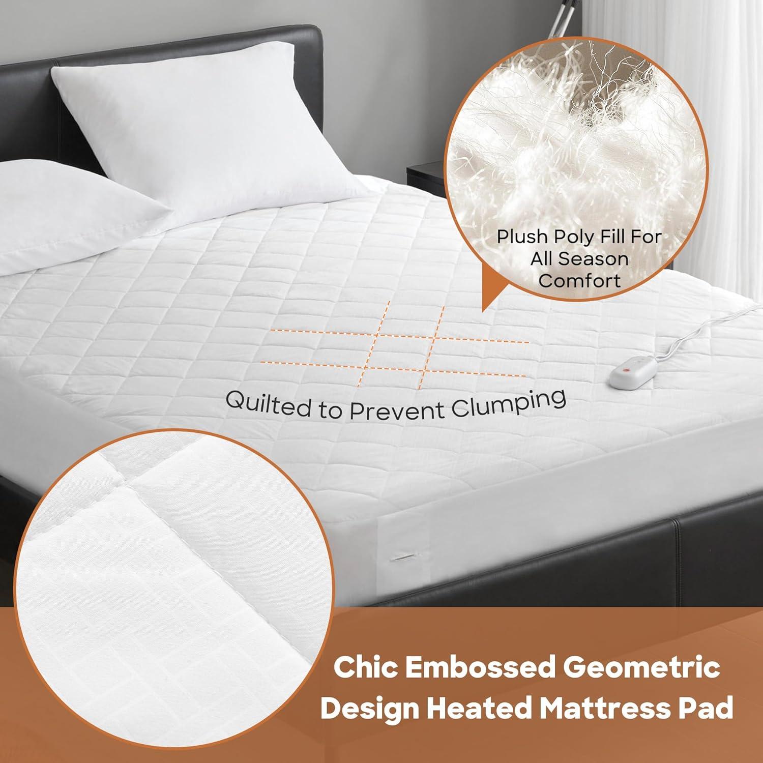 image:imageSharper Image Heated Mattress Pad Cal King Size Electric Mattress Pad 10 Lv Heating 5 hr Auto Shut Off Heated Topper Bed Warmer Deep Pocket Fits 18 Mattress ETLCert Machine Washable Cal KingFull