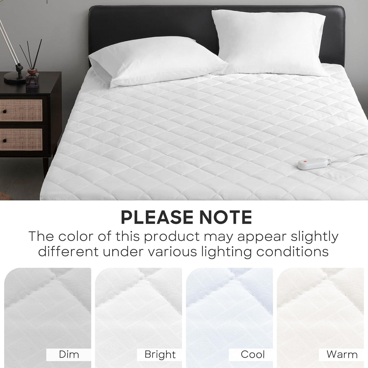 image:imageSharper Image Heated Mattress Pad Cal King Size Electric Mattress Pad 10 Lv Heating 5 hr Auto Shut Off Heated Topper Bed Warmer Deep Pocket Fits 18 Mattress ETLCert Machine Washable Cal KingTwin