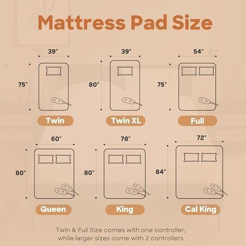 image:imageSharper Image Heated Mattress Pad Cal King Size Electric Mattress Pad 10 Lv Heating 5 hr Auto Shut Off Heated Topper Bed Warmer Deep Pocket Fits 18 Mattress ETLCert Machine Washable Cal KingKing
