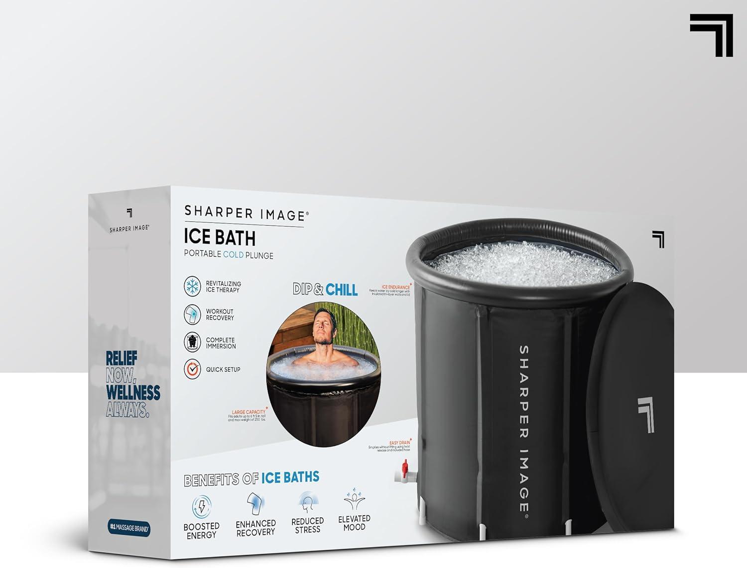 image:imageSharper Image Insulated Ice Bath Cold Plunge Tub with Lid 315 x 295 Portable Inflatable Bathtub Helps Boost Energy amp Muscle Recovery Cold Therapy for Athletes amp Adults up to 65 amp 250 LbsSoaking Bath
