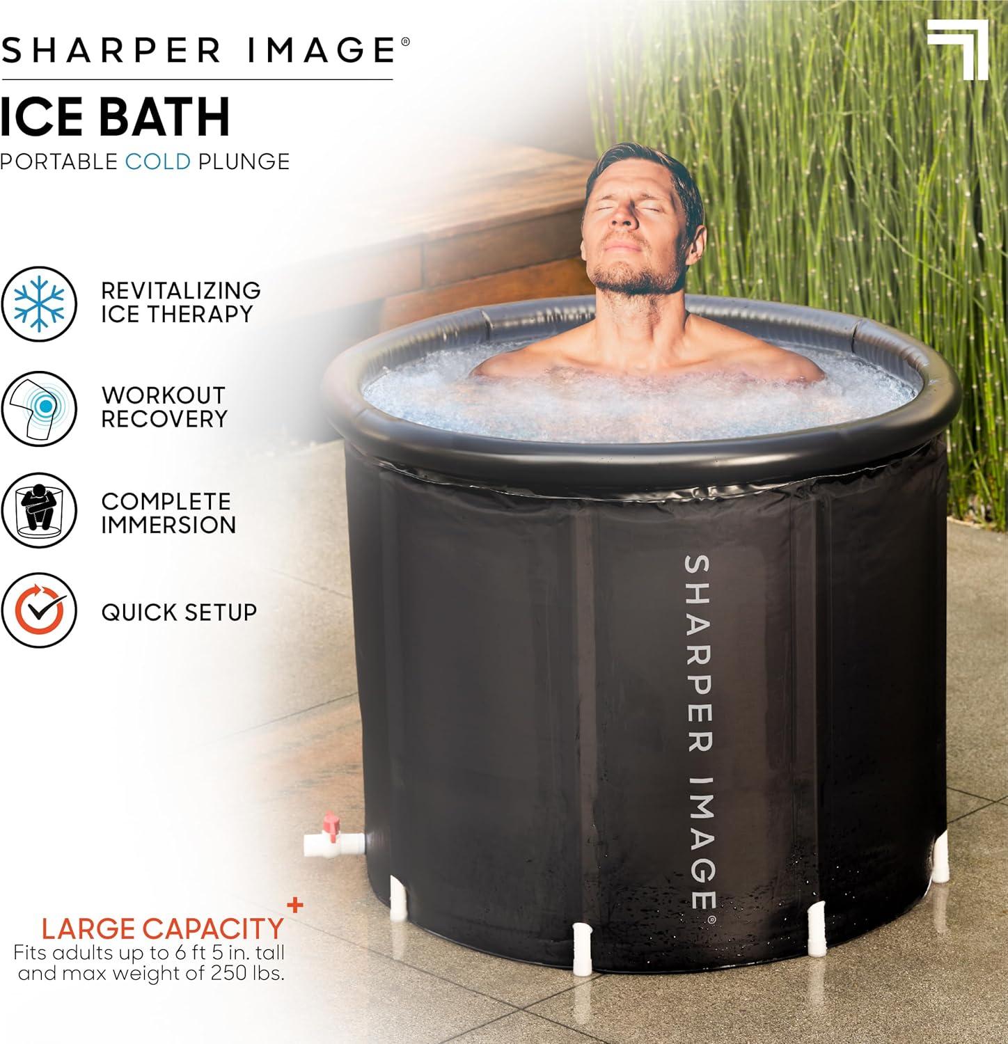 image:imageSharper Image Insulated Ice Bath Cold Plunge Tub with Lid 315 x 295 Portable Inflatable Bathtub Helps Boost Energy amp Muscle Recovery Cold Therapy for Athletes amp Adults up to 65 amp 250 LbsSoaking Bath