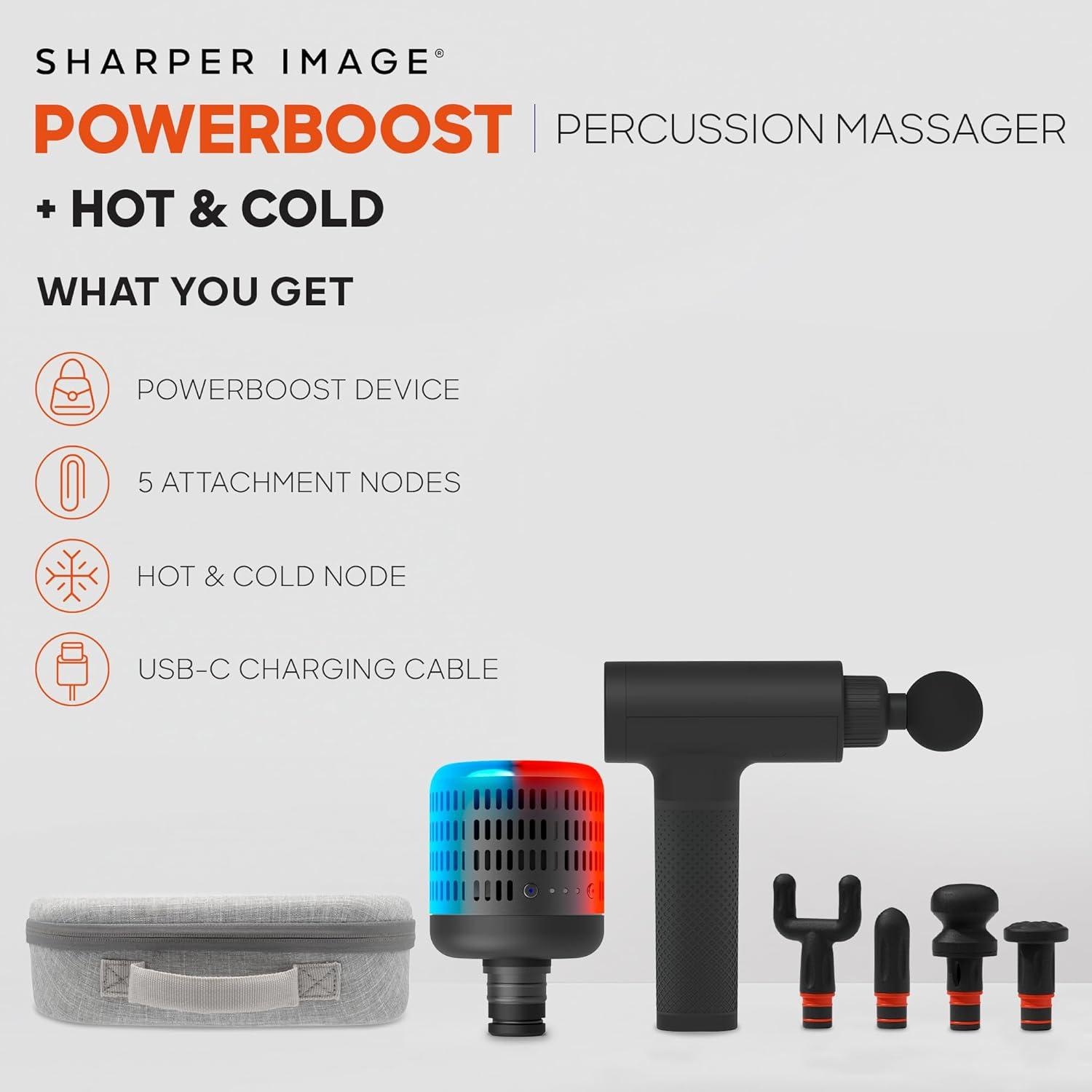 image:imageSharper Image Powerboost 30 Deep Tissue Massage Gun Bundle with Hot amp Cold Dual Temperature Attachment