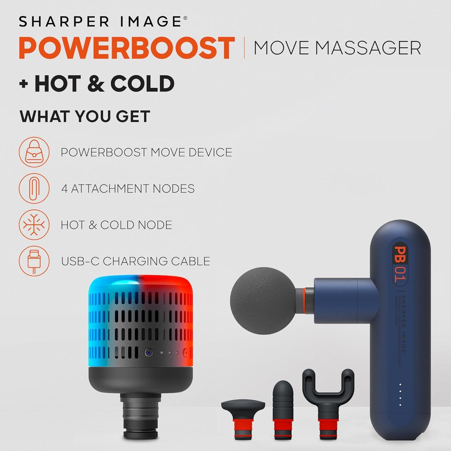 image:imageSharper Image Powerboost Move Deep Tissue Massage Gun Bundle with Hot amp Cold Dual Temperature Attachment