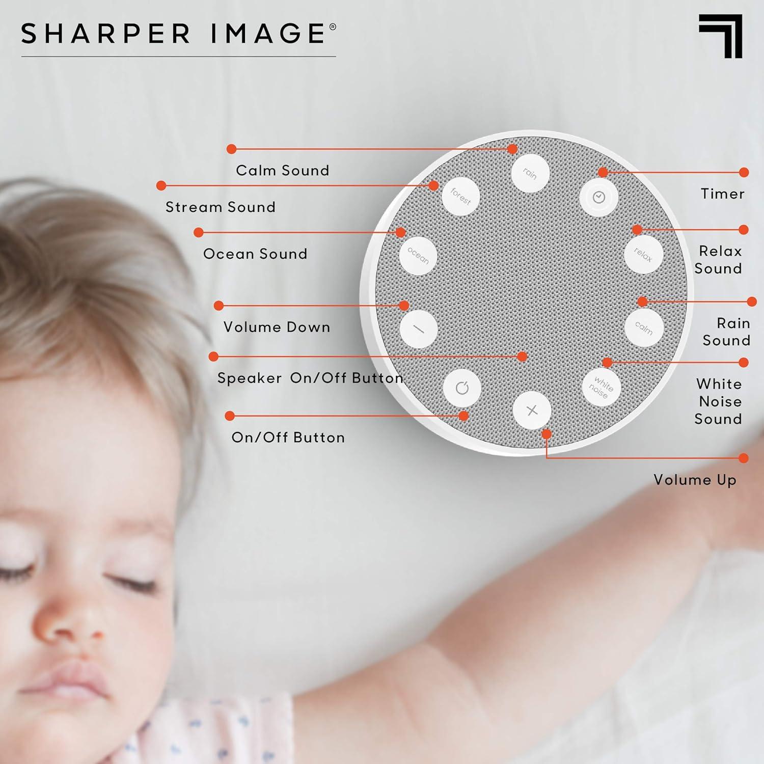 image:imageSharper Image White Noise Sound Machine Sleep Sounds to Support Restful Sleep Meditation amp Relaxation Naps 6 Soothing Nature Soundscapes for Baby Kids amp Adults Portable for Home amp Travel