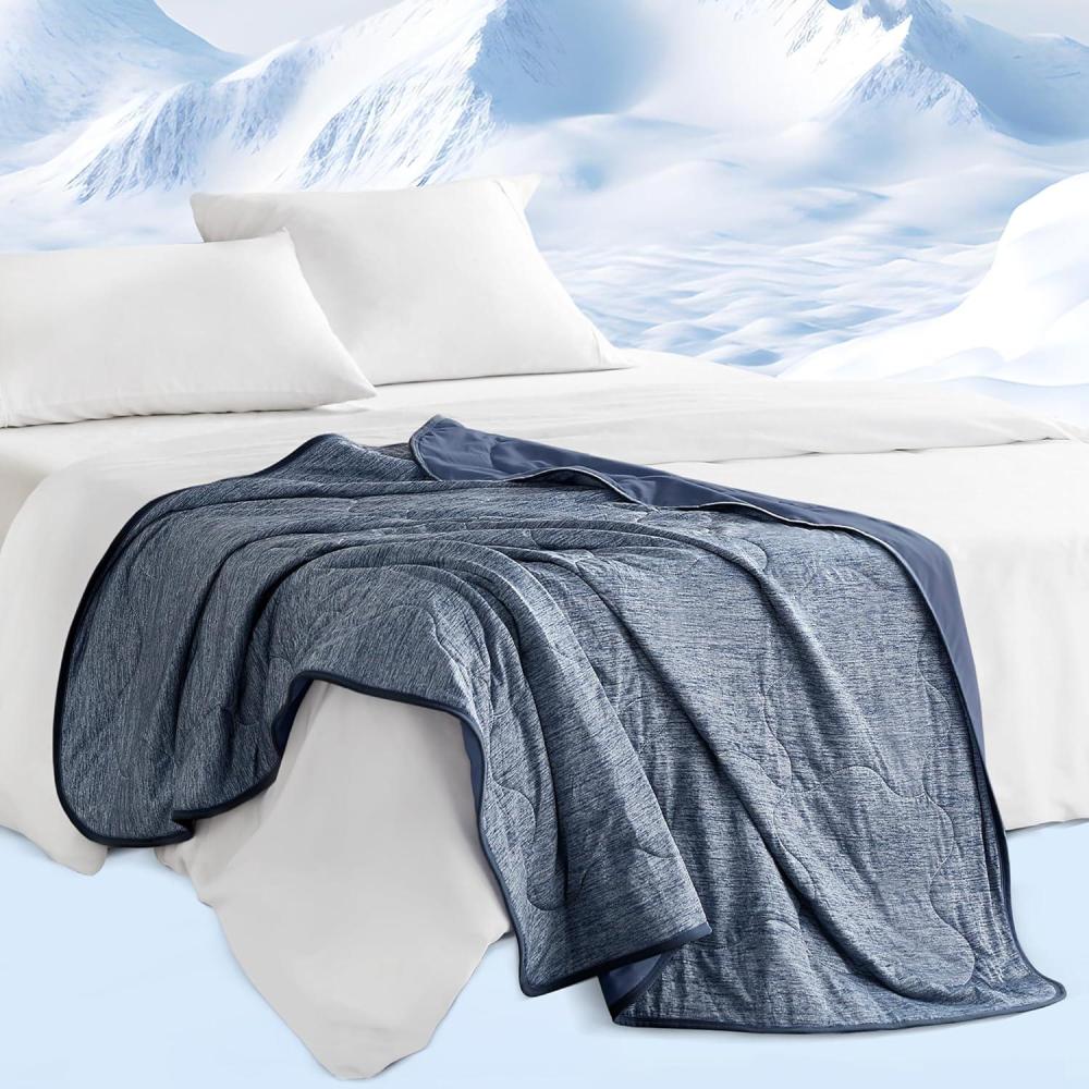 image:imageSharper Image Cozy Jersey Knit Throw Blanket UltraSoft amp Cooling Touch Throw Chic Ogee Quilting All Season amp Lightweight Summer Throw Blanket Cozy TShirt Handfeel Gift Ready 50x60 GreyNavy