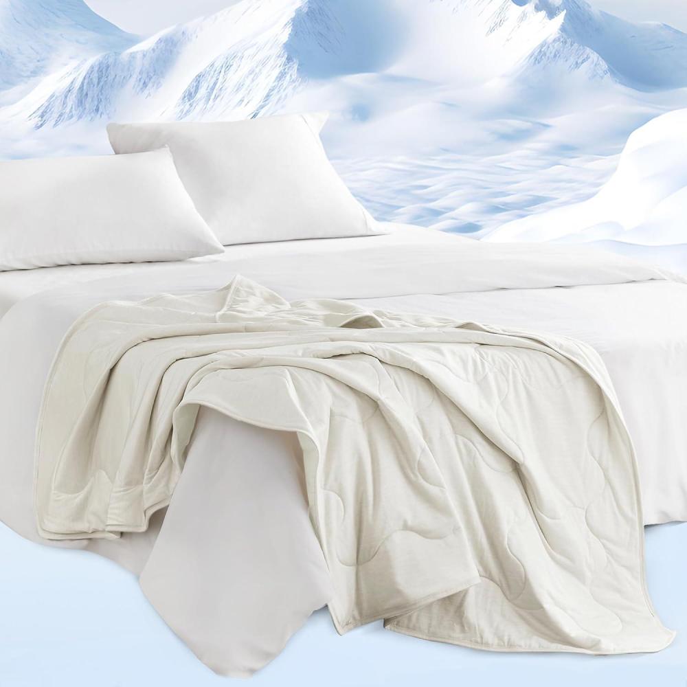 image:imageSharper Image Cozy Jersey Knit Throw Blanket UltraSoft amp Cooling Touch Throw Chic Ogee Quilting All Season amp Lightweight Summer Throw Blanket Cozy TShirt Handfeel Gift Ready 50x60 GreyIvory