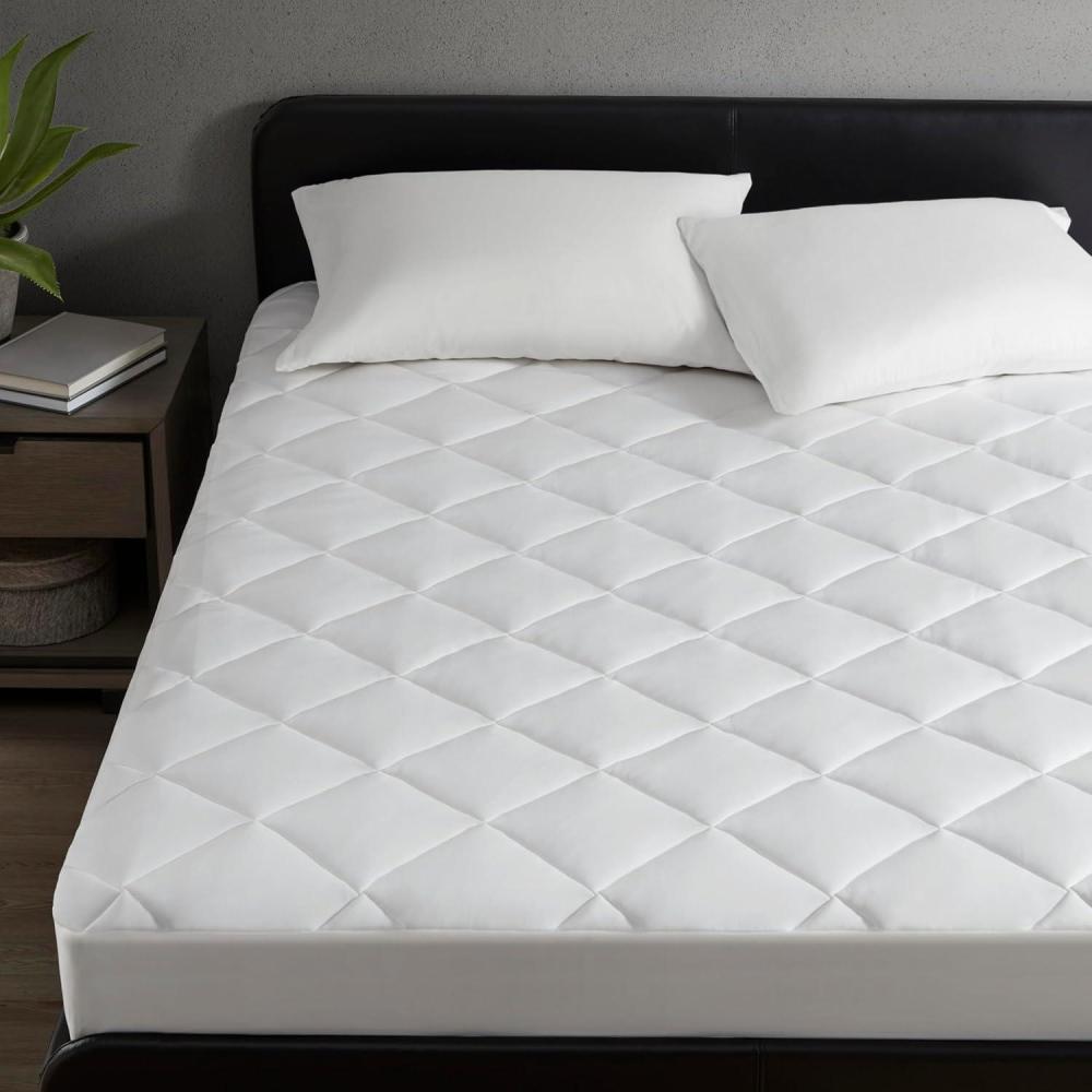 image:imageSharper Image Full Mattress Pad Overfilled Jersey Knit UltraSoft amp Cooling Touch Mattress Pad for Bed Cozy TShirt Handfeel Mattress Topper Fitted Pocket Fits Up to 18 Full WhiteQueen