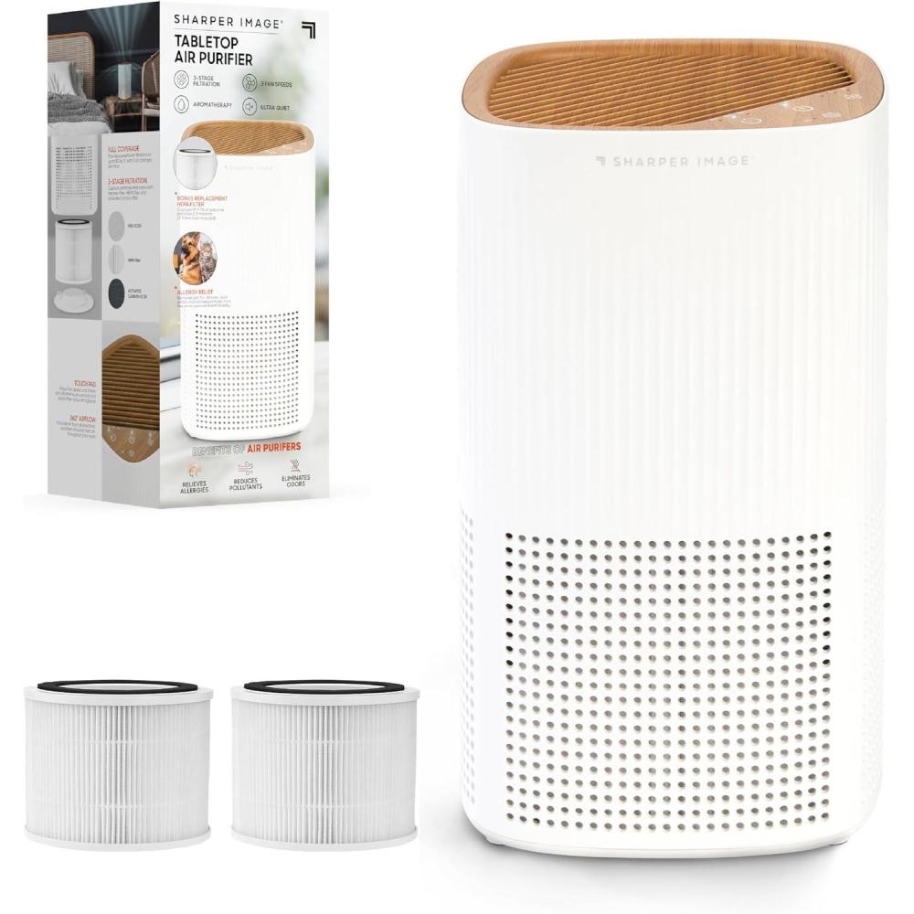 image:imageSharper Image HEPA Air Purifier for Home 3Stage Filtration for Large Room Aromatherapy Fragrance Pads Pet Odor Eliminator Removes Dust Allergens Smoke amp Dander Apartment amp Dorm Room Essentials