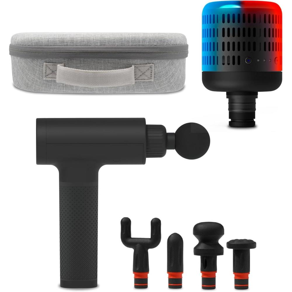 image:imageSharper Image Powerboost 30 Deep Tissue Massage Gun Bundle with Hot amp Cold Dual Temperature Attachment