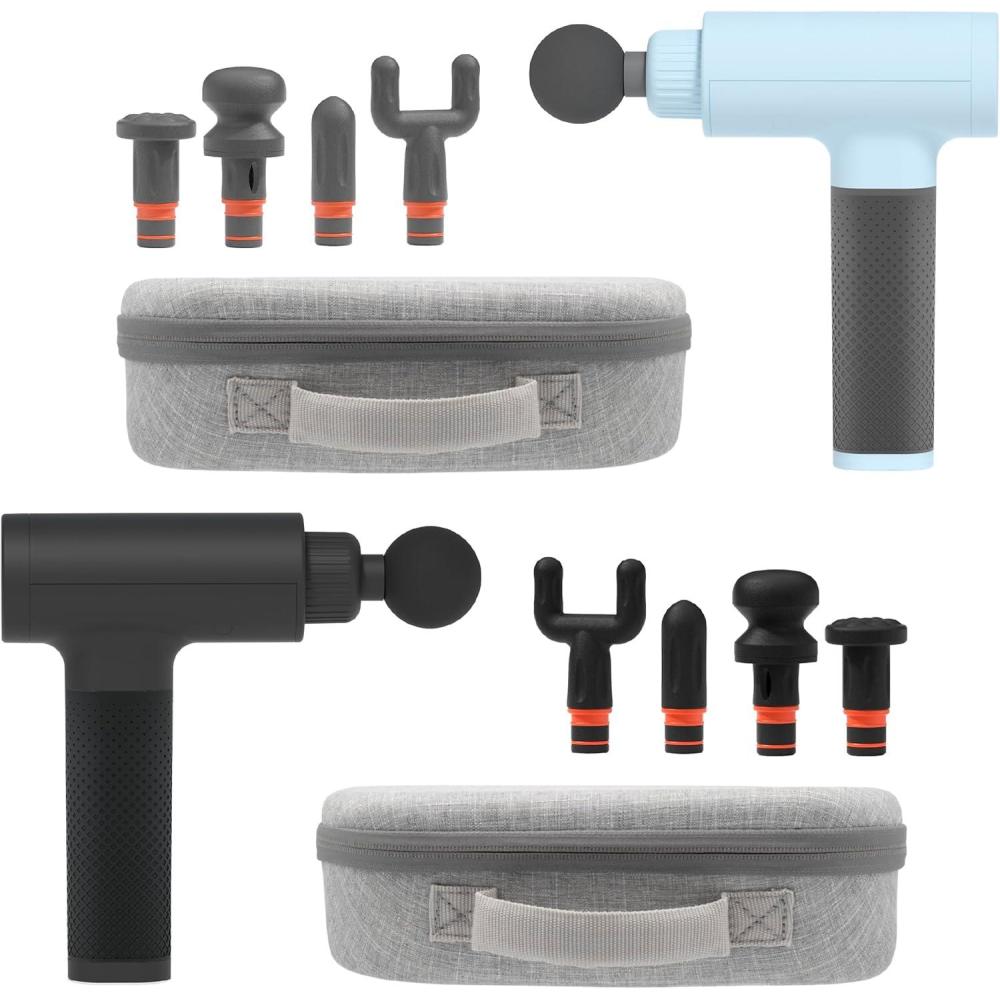 image:imageSharper Image Powerboost Massage Gun Bundle  Deep Tissue Percussion Massager 2Pack 5 Attachments amp 6 Speeds Quiet Portable Muscle Relief amp Workout Recovery Men amp Women Holiday Gift Set