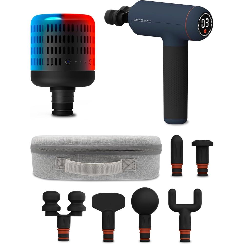 image:imageSharper Image Powerboost Max Deep Tissue Massage Gun Bundle with Hot amp Cold Dual Temperature Attachment
