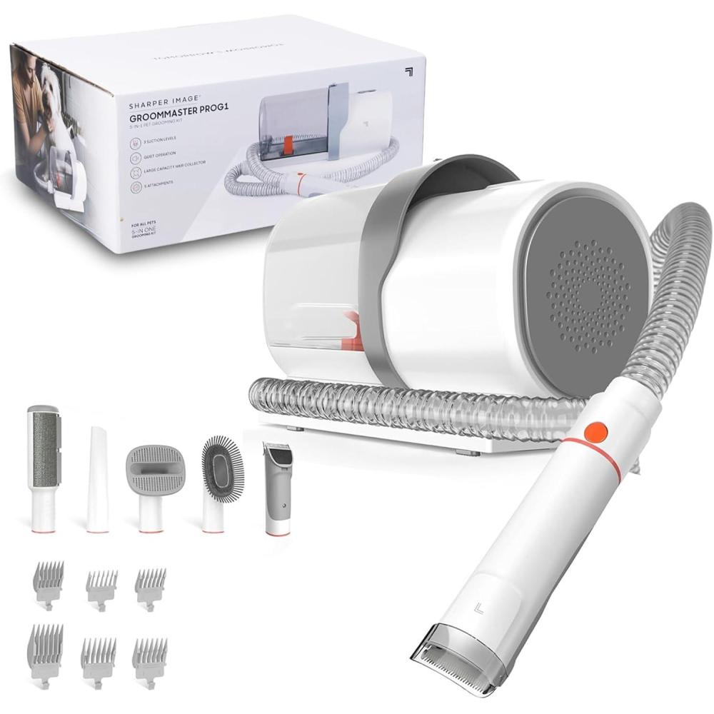 image:imageSharper Image Professional Pet Grooming Vacuum Kit 5in1 Dog Grooming Clippers with Low Noise Trimmer 25L Large Dust Cup 3 Suction Modes amp 5 Grooming Tools for Dogs Cats and Small Pets
