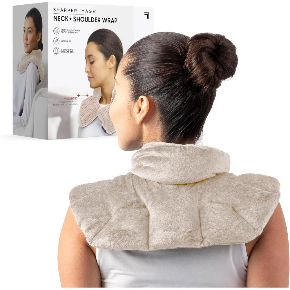 image:imageSharper Image Unscented Heated Neck amp Shoulder Wrap  Microwavable Warm amp Cooling Plush Pad Weighted for Pain Tension amp Stress Relief Therapy Gift for Women amp Men