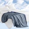 image:imageSharper Image Cozy Jersey Knit Throw Blanket UltraSoft amp Cooling Touch Throw Chic Ogee Quilting All Season amp Lightweight Summer Throw Blanket Cozy TShirt Handfeel Gift Ready 50x60 GreyNavy
