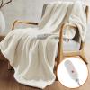 image:imageSharper Image Heated Blanket Eletric Throw Blanket Soft Warm Reversible Feathersoft  Sherpa Heating Blanket Throw 5 Lv Heating 3 hr Auto Shut Off ETLCert Machine Washable 50x60 Brown GeoIvory