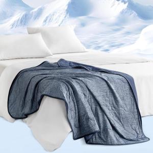 Sharper Image Cozy Jersey Knit Throw Blanket Ultra-Soft & Cooling Touch Throw Chic Ogee Quilting, All Season & Lightweight Summer Throw Blanket Cozy T-Shirt Handfeel, Gift Ready, 50×60, Grey(Navy)