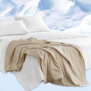 Sharper Image Cozy Jersey Knit Throw Blanket Ultra-Soft & Cooling Touch Throw Chic Ogee Quilting, All Season & Lightweight Summer Throw Blanket Cozy T-Shirt Handfeel, Gift Ready, 50×60, Grey(Tan)