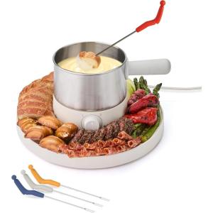 Sharper Image® Fondue Set – Electric Fondue Pot, Adjustable Heat, BPA-Free Stainless Steel, Cheese & Chocolate Fountain, Housewarming & Wedding Gift, Home Essentials Kitchen Gadgets, Mini Appliances