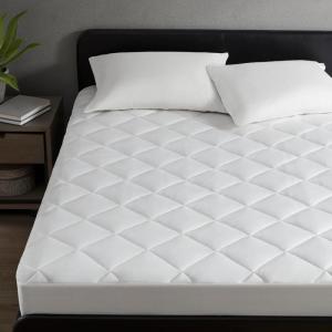 Sharper Image Full Mattress Pad, Overfilled, Jersey Knit Ultra-Soft & Cooling Touch Mattress Pad for Bed, Cozy T-Shirt Handfeel Mattress Topper Fitted Pocket Fits Up to 18″, Full, White(King)