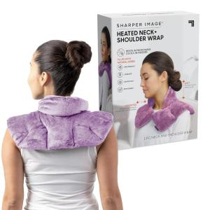 Sharper Image Heated Neck & Shoulder Wrap – Microwavable Warm & Cooling Plush Pad, Scented Aromatherapy (100% Natural Lavender & Herb Spa Blend), Pain Tension Headache Relief Therapy, Gift for Women(1 Count (Pack of 1))