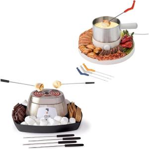 Sharper Image Indoor Entertaining Bundle – Electric S’mores Maker & Fondue Maker Set for Family Fun| Small Kitchen Countertop Appliances| Chocolate & Cheese Fondue Movie Nights| Housewarming Gifts