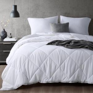 Sharper Image King Comforter Jersey Knit Ultra-Soft & Cooling Touch Comforter King Size Bed, Box Quilting, Microfiber Reverse, All Season & Lofty Bedding Cozy T-Shirt Handfeel, King/Cal King, White(Twin/TwinXL)