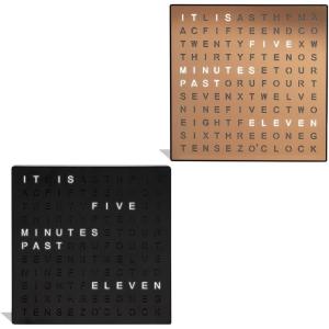 Sharper Image LED Word Clock Bundle – Modern 7.75” Light Up Time Display in Black and Copper| Desk or Wall Accent Clock| Contemporary Home Office Bedroom Living Room Décor| Premium Gift Set