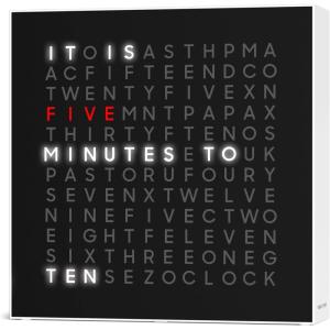 Sharper Image® LED Word Clock Pro with Dimmable Light, 9.45″ Modern Design, & Red 5-Minute Alerts| Electronic Accent Wall & Desk Clock| Contemporary Home & Office Decor| Housewarming Gift(Black)