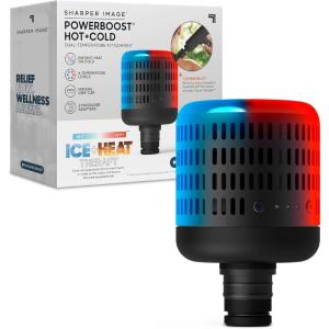 Sharper Image® Powerboost Hot + Cold Dual-Temperature Massage Gun Attachment – Instant Heat & Cold, 6 Temperature Levels, Compatible with Powerboost Massage Guns, Black(Powerboost Hot & Cold Attachment)