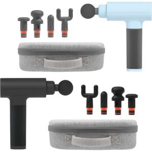 Sharper Image Powerboost Massage Gun Bundle – Deep Tissue Percussion Massager 2-Pack| 5 Attachments & 6 Speeds| Quiet Portable Muscle Relief & Workout Recovery| Men & Women Holiday Gift Set