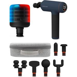 Sharper Image Powerboost Max Deep Tissue Massage Gun Bundle with Hot & Cold Dual Temperature Attachment