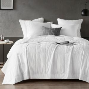 Sharper Image Queen Size Blanket Jersey Knit Ultra-Soft, Cooling Blanket Queen Box Quilting, Microfiber Reverse, All Season & Lightweight Queen Summer Blanket Cozy T-Shirt Handfeel, Full/Queen, White(Twin)