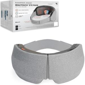 Sharper Image® RealTouch™ Eye Mask, Hot + Cold Massager, Air Compression, Puffy Under Eye Aid, Bluetooth Music, USB-C Rechargeable, Headache Stress & Anxiety Relief, Relaxation & Comfort Travel Gift