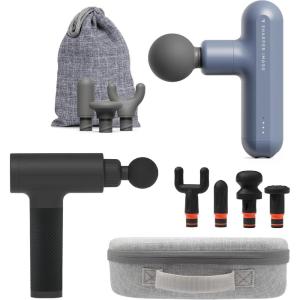 Sharper Image Recovery & Wellness Massager Bundle – Powerboost Deep Tissue Percussion Massage Gun with 5 Attachments & Powerboost Move with 4 Attachments| Portable Muscle Relief Workout Recovery