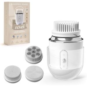 Sharper Image Revel 3-in-1 Sonic Facial Cleanser – 15,000 VPM Glow-Boosting Face Brush, Oscillating & Spin Modes, 3 Brush Heads, 3 Speeds, 90-Second Smart Timer, Wireless Charging, Water-Resistant