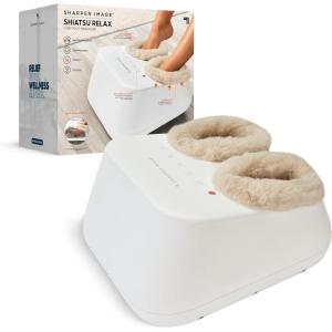 Sharper Image Shiatsu Luxe Foot Massager with Heat & Compression, Ultra-Soft Padding, Deep Kneading Massage Tool, Relax Muscles, Target Heels, Balls & Arches, Perfect Holiday Gift for Women & Men